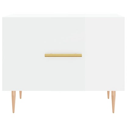 Table basse blanc brillant 50x50x40 cm bois d’ingénierie - Tables basses