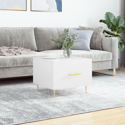 Table basse blanc brillant 50x50x40 cm bois d’ingénierie - Tables basses