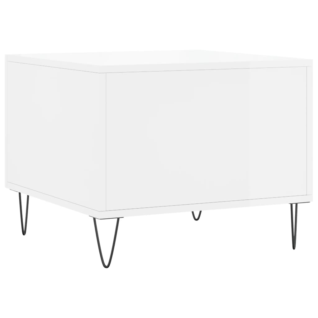 Table basse blanc brillant 50x50x40 cm bois d’ingénierie - Tables basses