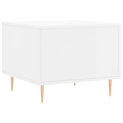 Table basse blanc brillant 50x50x40 cm bois d’ingénierie - Tables basses