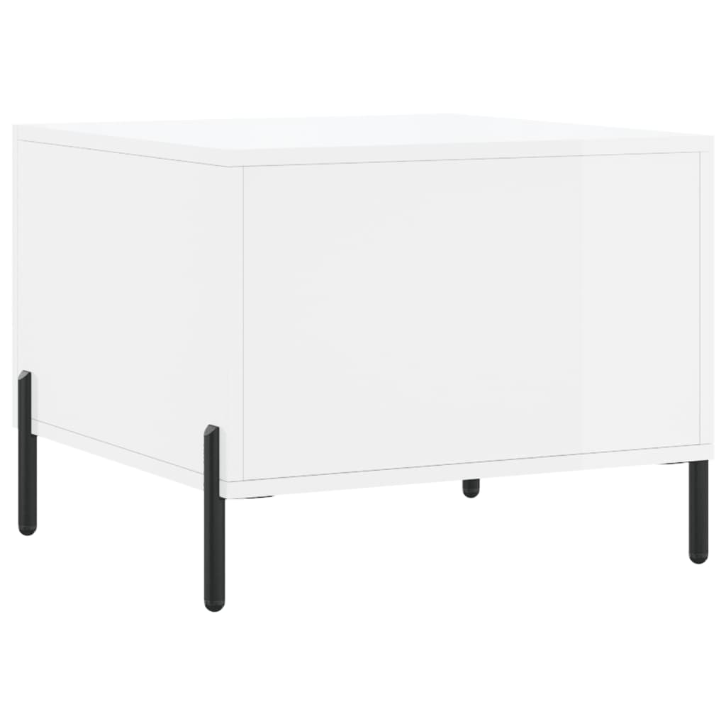 Table basse blanc brillant 50x50x40 cm bois d’ingénierie - Tables basses