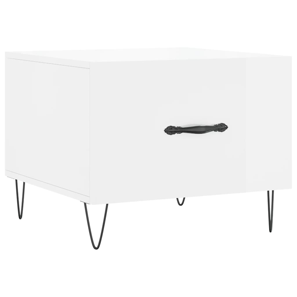 Table basse blanc brillant 50x50x40 cm bois d’ingénierie - Tables basses