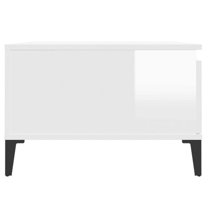 Table basse blanc brillant 55x55x36,5 cm bois d’ingénierie - Tables basses