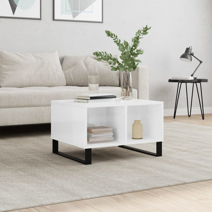 Table basse Blanc brillant 60x50x36,5 cm Bois d’ingénierie - Tables basses