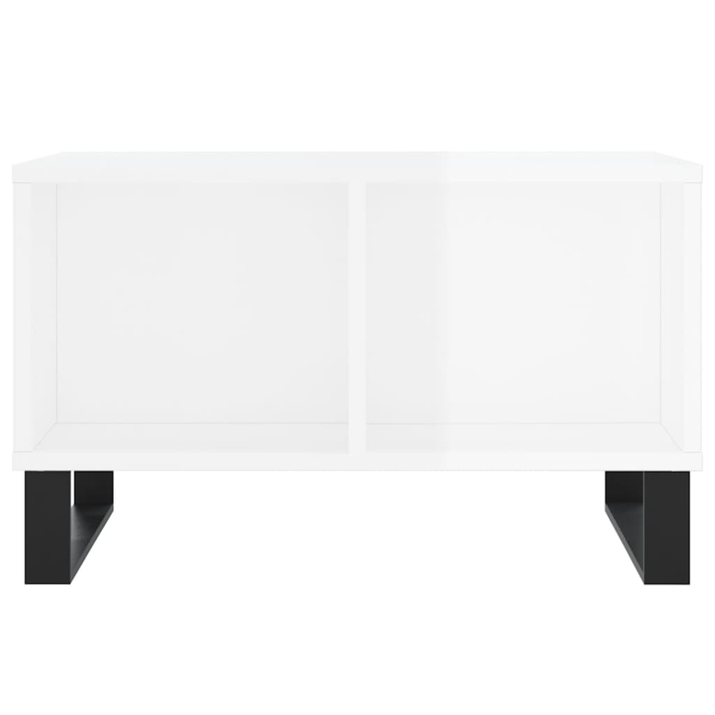 Table basse Blanc brillant 60x50x36,5 cm Bois d’ingénierie - Tables basses