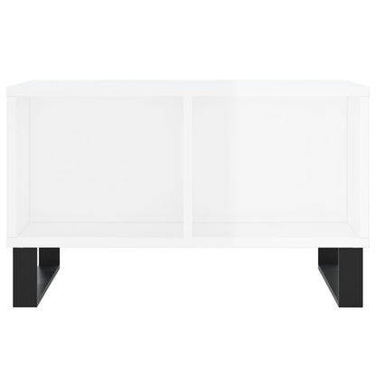 Table basse Blanc brillant 60x50x36,5 cm Bois d’ingénierie - Tables basses