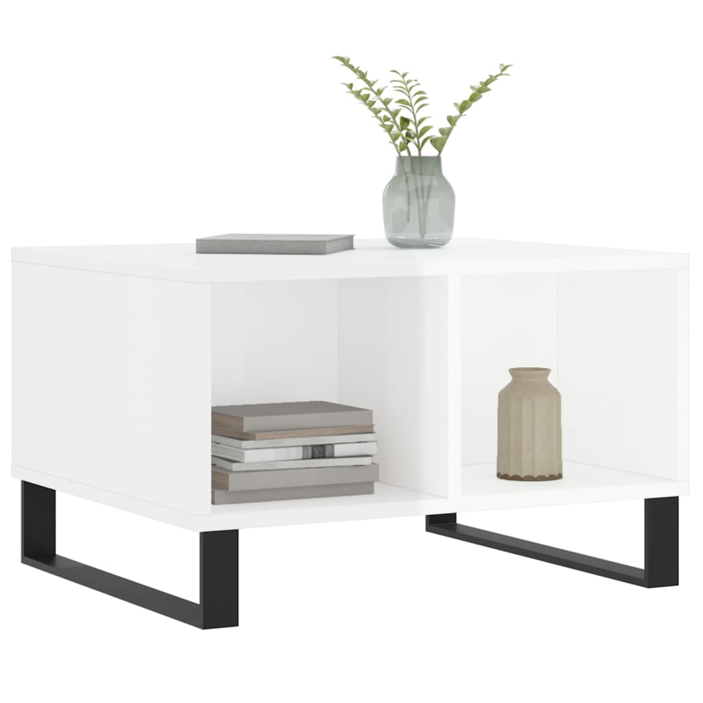 Table basse Blanc brillant 60x50x36,5 cm Bois d’ingénierie - Tables basses