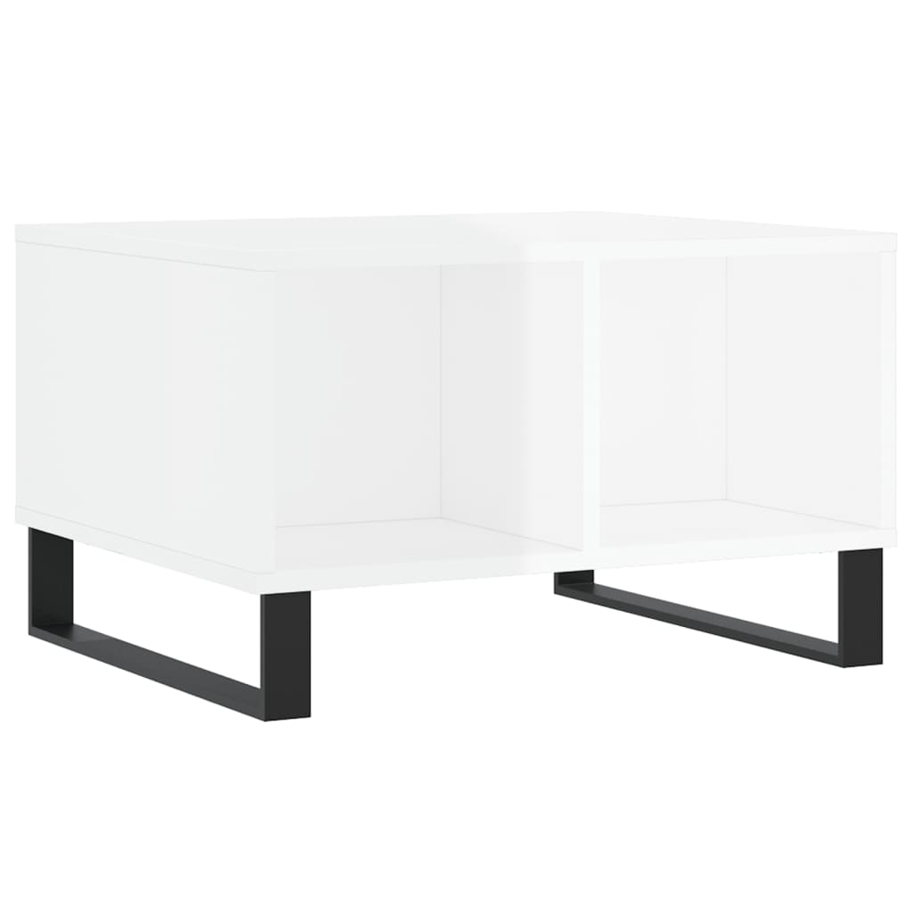 Table basse Blanc brillant 60x50x36,5 cm Bois d’ingénierie - Tables basses