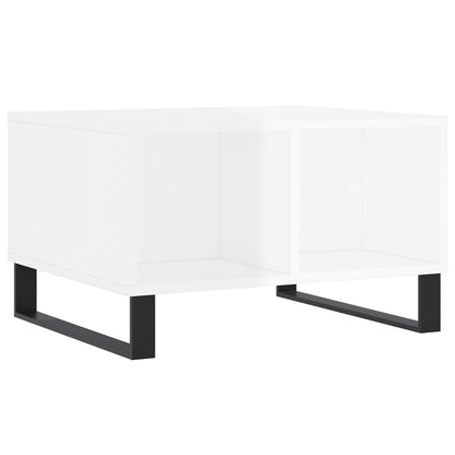 Table basse Blanc brillant 60x50x36,5 cm Bois d’ingénierie - Tables basses