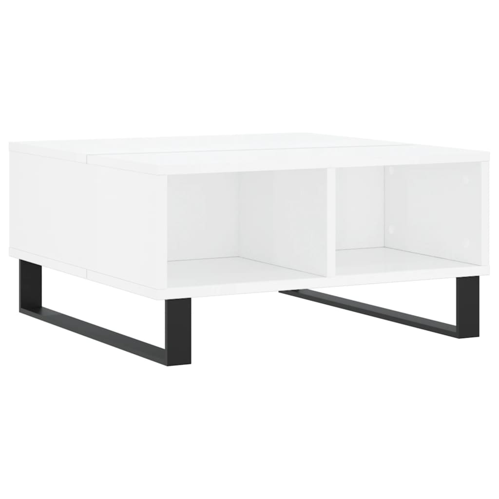 Table basse blanc brillant 60x60x30 cm bois d’ingénierie - Tables basses