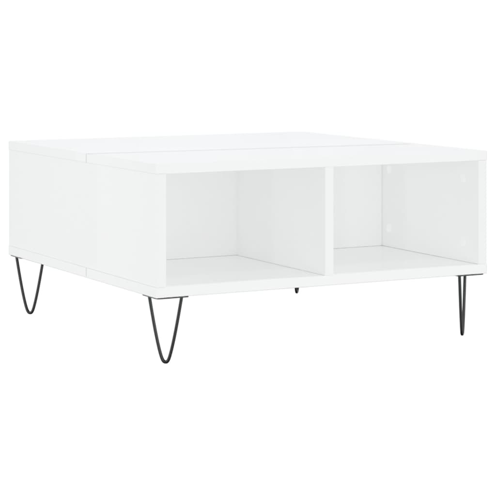 Table basse blanc brillant 60x60x30 cm bois d’ingénierie - Tables basses