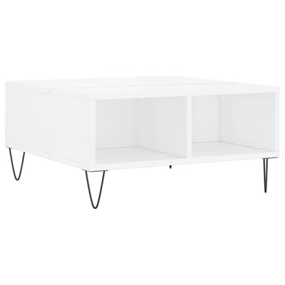 Table basse blanc brillant 60x60x30 cm bois d’ingénierie - Tables basses
