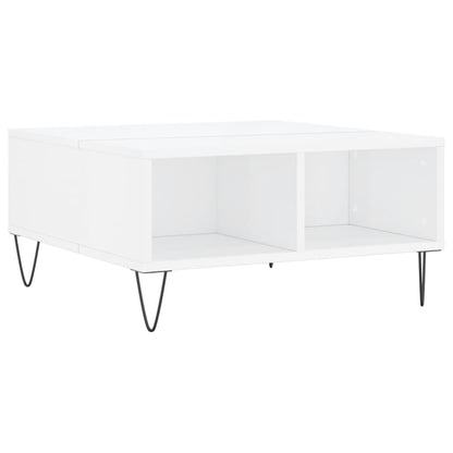 Table basse blanc brillant 60x60x30 cm bois d’ingénierie - Tables basses