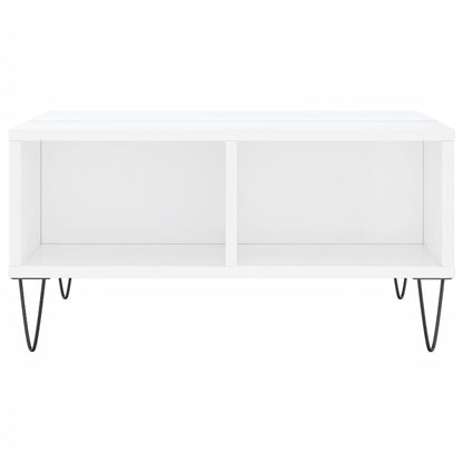 Table basse blanc brillant 60x60x30 cm bois d’ingénierie - Tables basses
