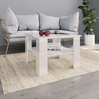 Table basse Blanc brillant 60x60x42 cm Bois d’ingénierie - Tables basses