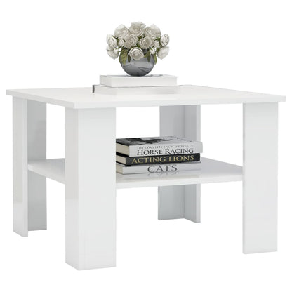 Table basse Blanc brillant 60x60x42 cm Bois d’ingénierie - Tables basses