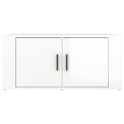Table basse Blanc brillant 80x50x36 cm Bois d’ingénierie - Tables basses