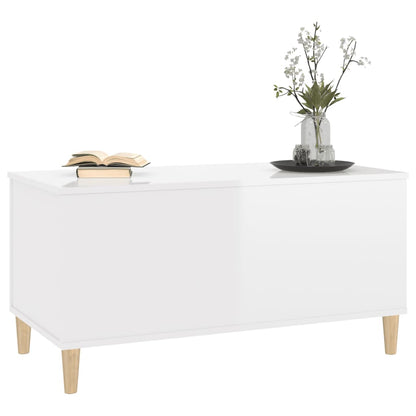 Table basse Blanc brillant 90x44,5x45 cm Bois d’ingénierie - Tables basses