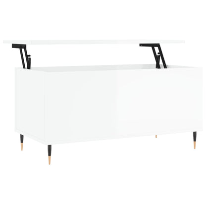 Table basse Blanc brillant 90x44,5x45 cm Bois d’ingénierie - Tables basses