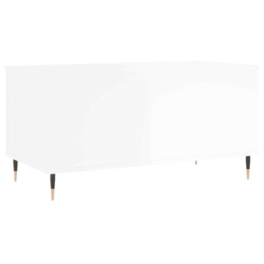 Table basse Blanc brillant 90x44,5x45 cm Bois d’ingénierie - Tables basses