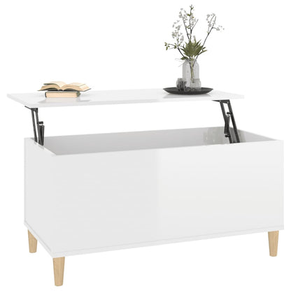 Table basse Blanc brillant 90x44,5x45 cm Bois d’ingénierie - Tables basses