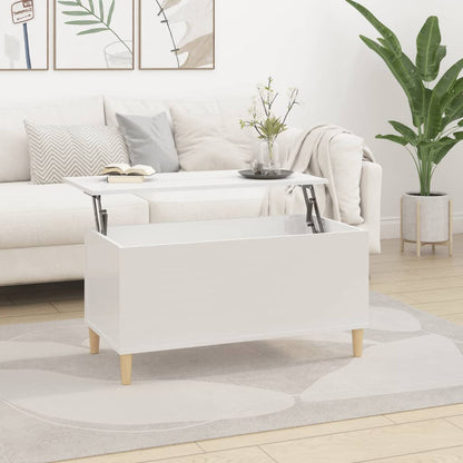 Table basse Blanc brillant 90x44,5x45 cm Bois d’ingénierie - Tables basses