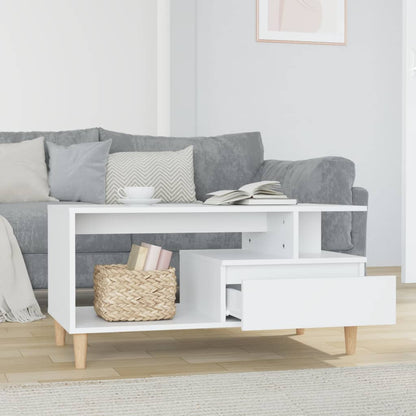 Table basse Blanc brillant 90x49x45 cm Bois d’ingénierie - Tables basses