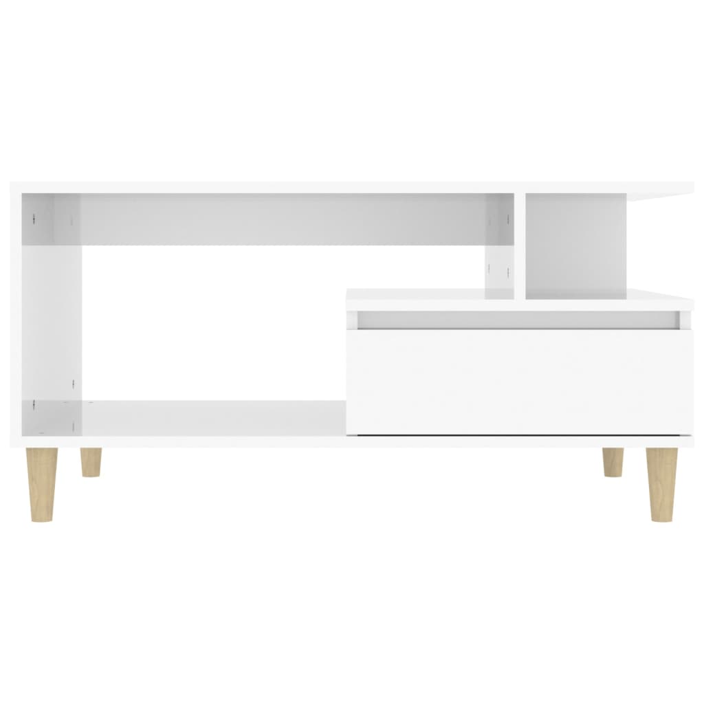 Table basse Blanc brillant 90x49x45 cm Bois d’ingénierie - Tables basses