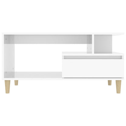 Table basse Blanc brillant 90x49x45 cm Bois d’ingénierie - Tables basses