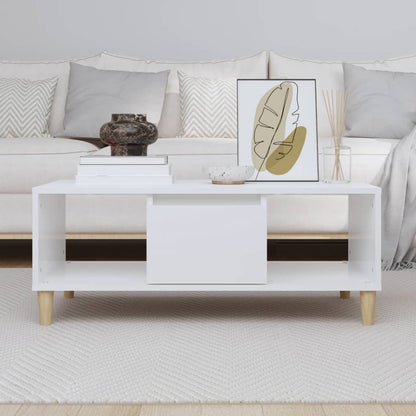 Table basse Blanc brillant 90x50x36,5 cm Bois d’ingénierie - Tables basses