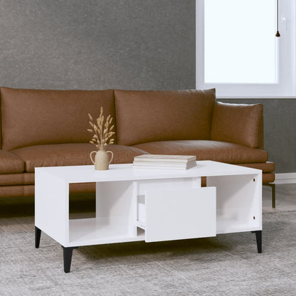 Table basse Blanc brillant 90x50x36,5 cm Bois d’ingénierie - Tables basses