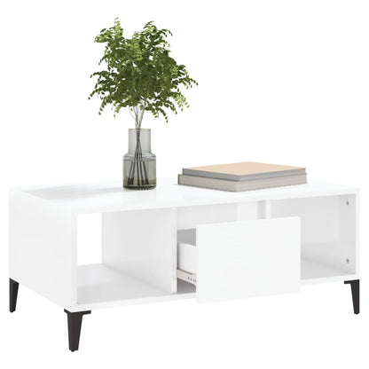 Table basse Blanc brillant 90x50x36,5 cm Bois d’ingénierie - Tables basses