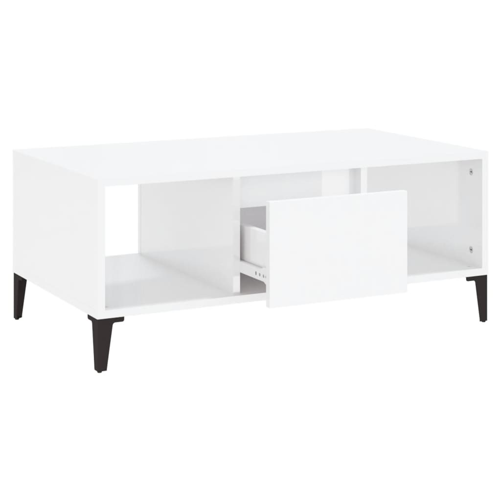 Table basse Blanc brillant 90x50x36,5 cm Bois d’ingénierie - Tables basses
