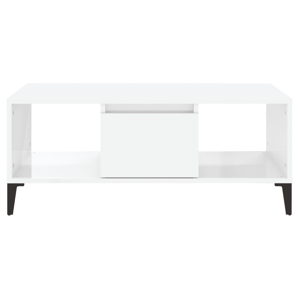 Table basse Blanc brillant 90x50x36,5 cm Bois d’ingénierie - Tables basses