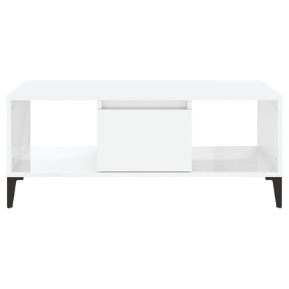 Table basse Blanc brillant 90x50x36,5 cm Bois d’ingénierie - Tables basses
