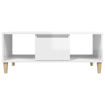 Table basse Blanc brillant 90x50x36,5 cm Bois d’ingénierie - Tables basses