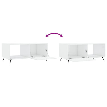 Table basse Blanc brillant 90x50x40 cm Bois d’ingénierie - Tables basses