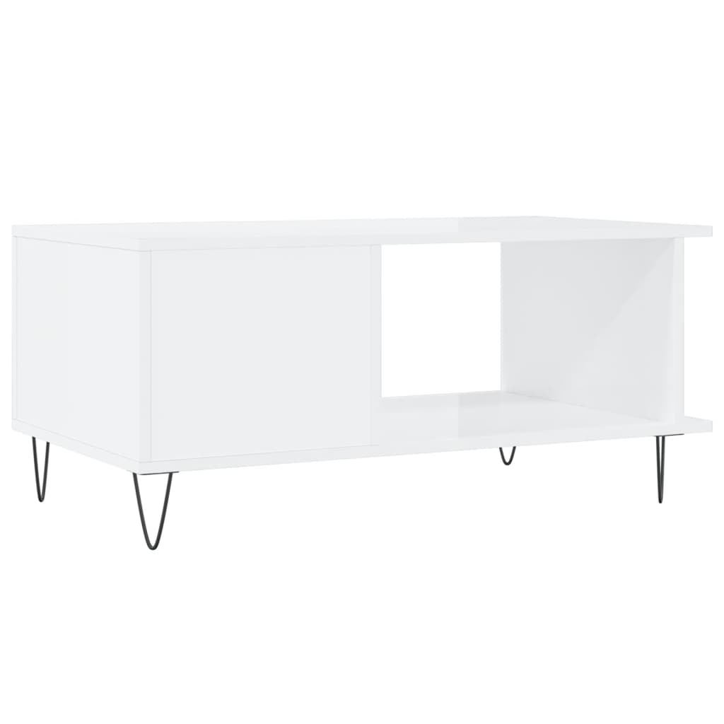 Table basse Blanc brillant 90x50x40 cm Bois d’ingénierie - Tables basses