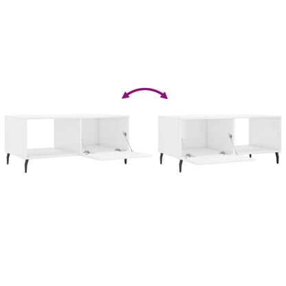 Table basse Blanc brillant 90x50x40 cm Bois d’ingénierie - Tables basses
