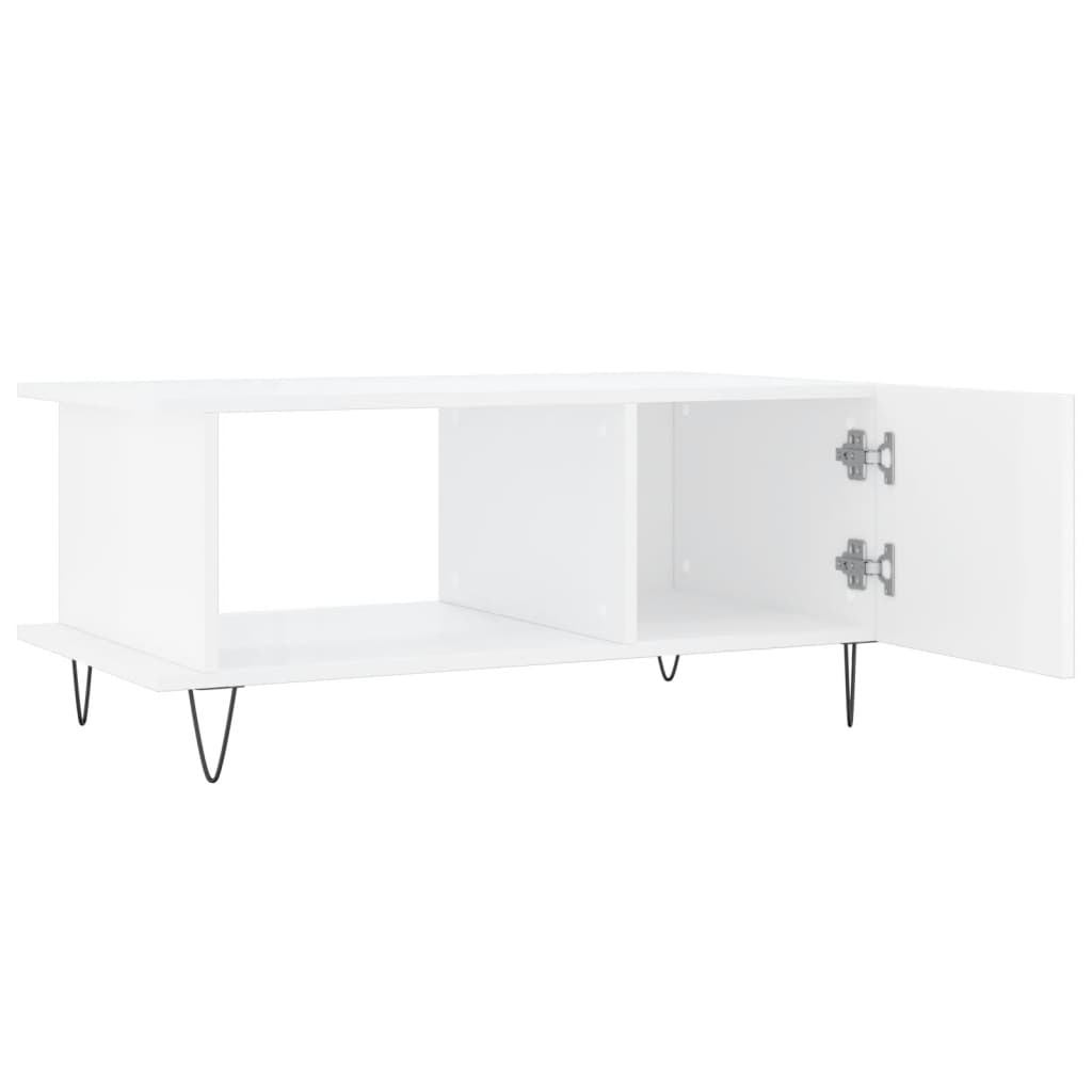 Table basse Blanc brillant 90x50x40 cm Bois d’ingénierie - Tables basses