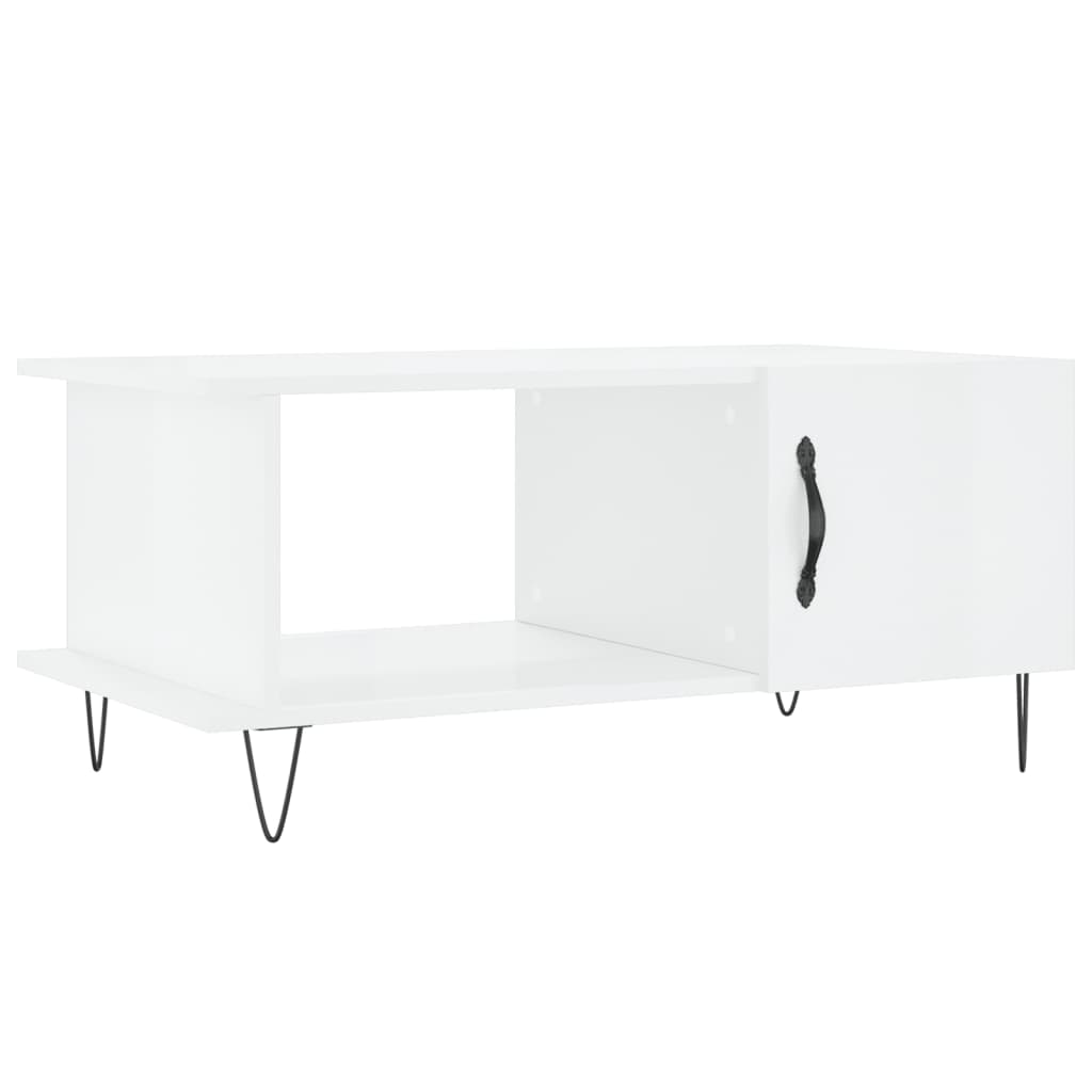 Table basse Blanc brillant 90x50x40 cm Bois d’ingénierie - Tables basses