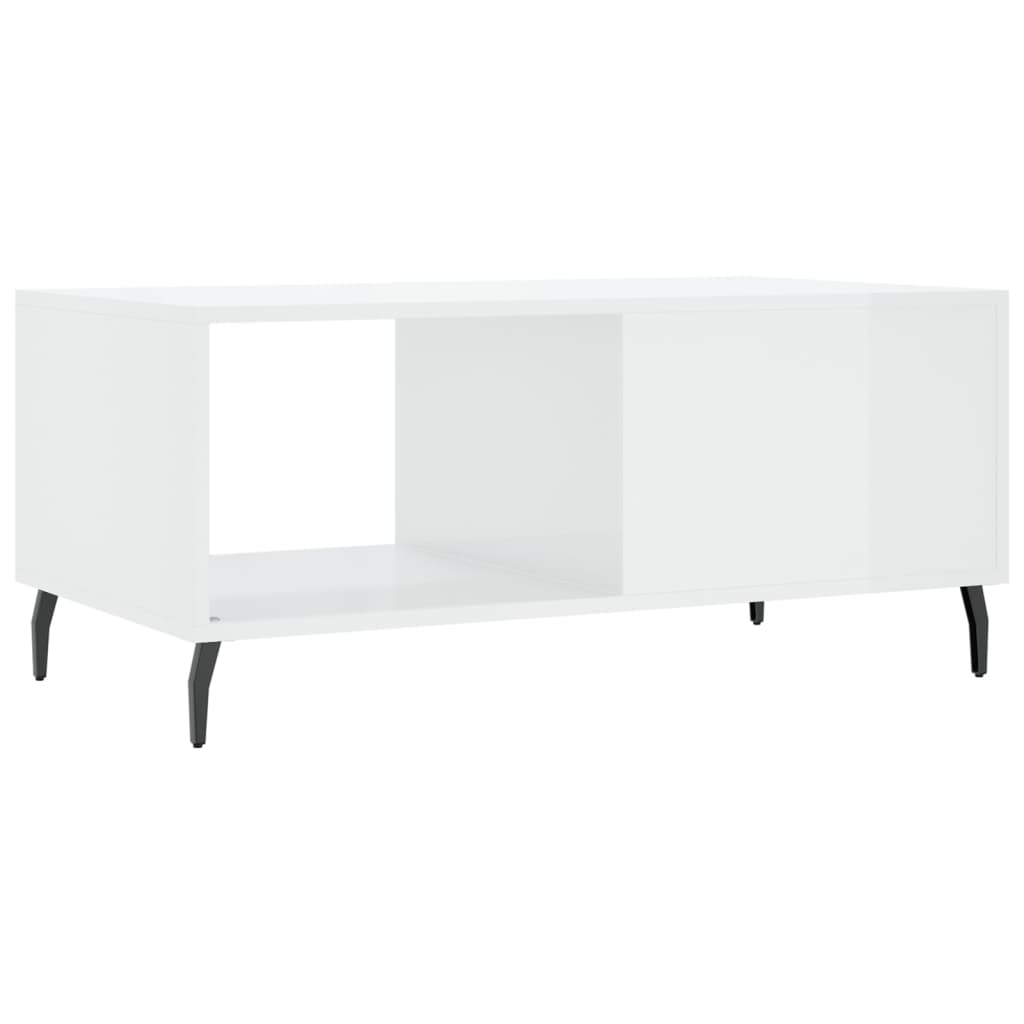 Table basse Blanc brillant 90x50x40 cm Bois d’ingénierie - Tables basses