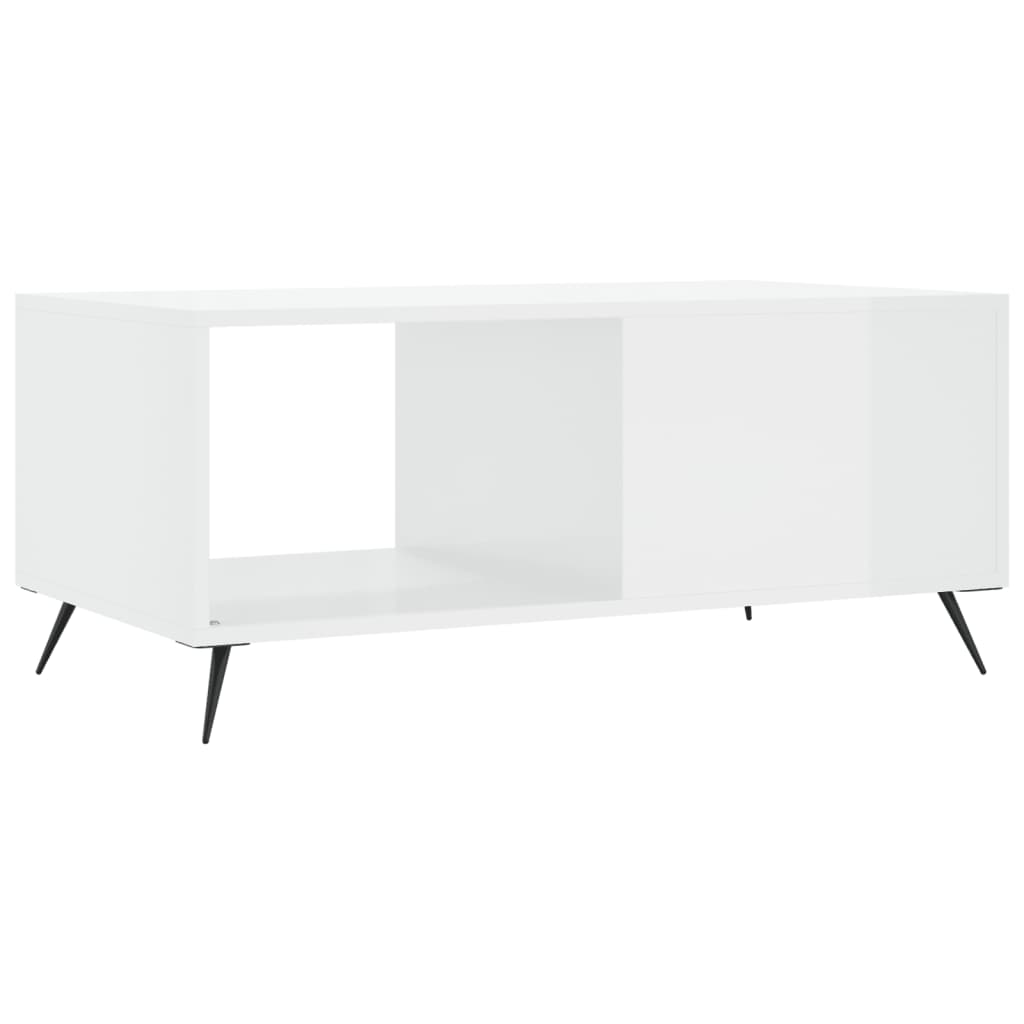 Table basse Blanc brillant 90x50x40 cm Bois d’ingénierie - Tables basses