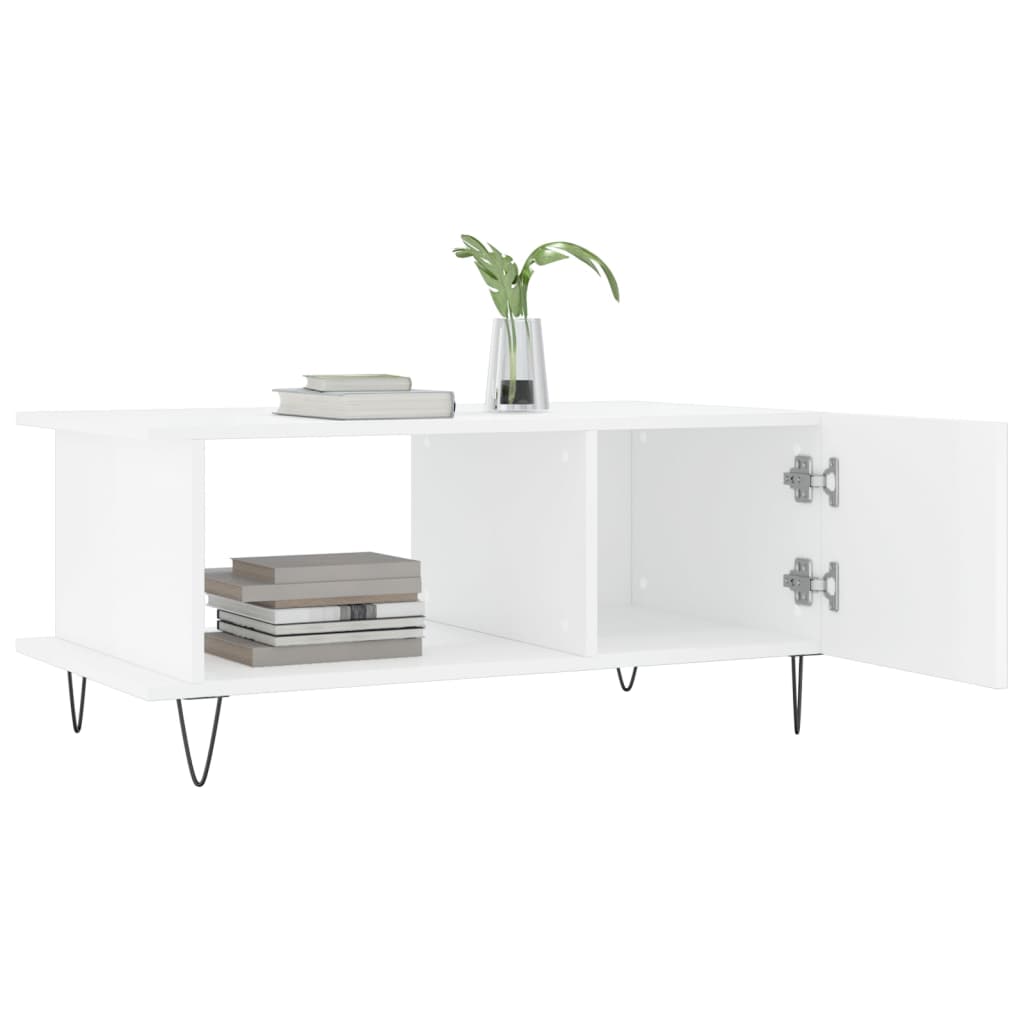 Table basse Blanc brillant 90x50x40 cm Bois d’ingénierie - Tables basses