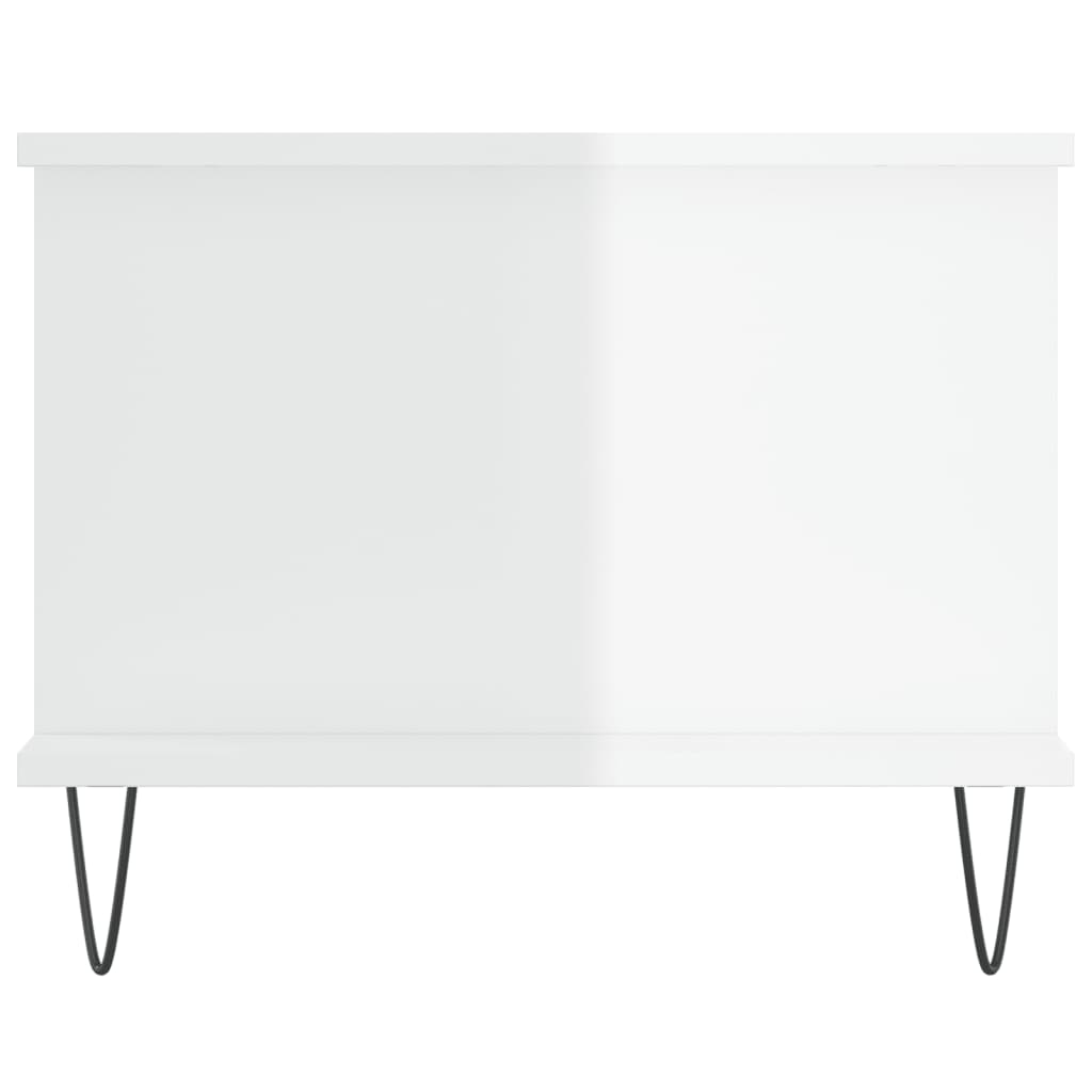 Table basse Blanc brillant 90x50x40 cm Bois d’ingénierie - Tables basses