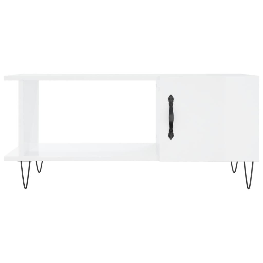 Table basse Blanc brillant 90x50x40 cm Bois d’ingénierie - Tables basses