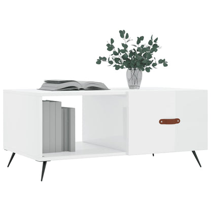 Table basse Blanc brillant 90x50x40 cm Bois d’ingénierie - Tables basses
