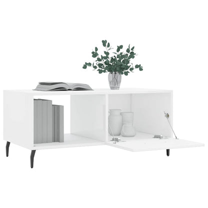 Table basse Blanc brillant 90x50x40 cm Bois d’ingénierie - Tables basses