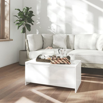Table basse blanc brillant 90x50x41,5 cm bois d’ingénierie - Tables basses