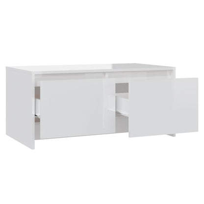Table basse blanc brillant 90x50x41,5 cm bois d’ingénierie - Tables basses